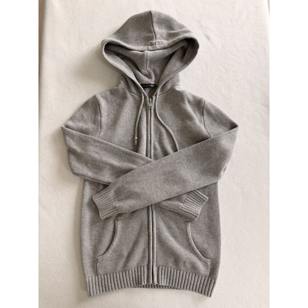 Brandy Melville Gray Knit Zip Up Hoodie Sweater